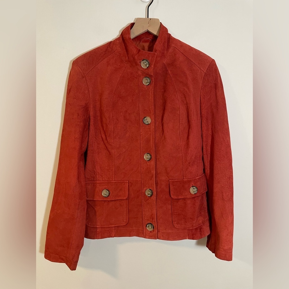 Marshall Field’s Vintage Suede Leather Jacket Women’s Size 10 Rust Color 🍁